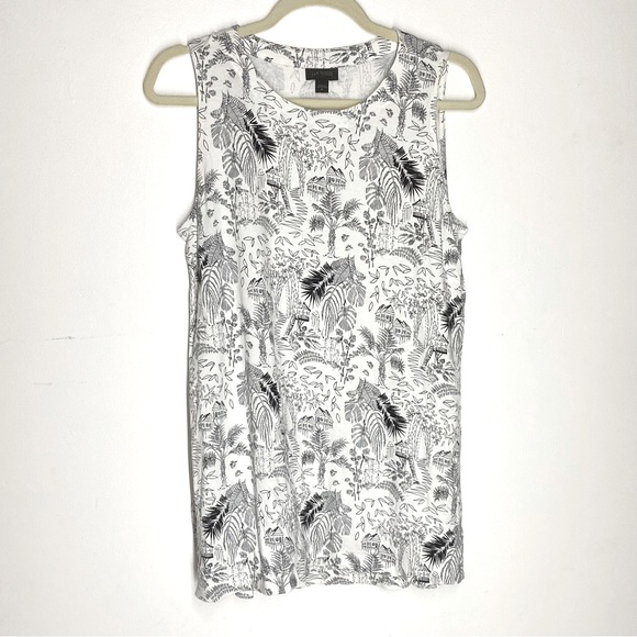 J. Jill Wearever Collection BW palm print tank top - Picture 1 of 6